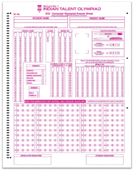 Computer Olympiad Answer Sheet | Indian Talent Olympiad