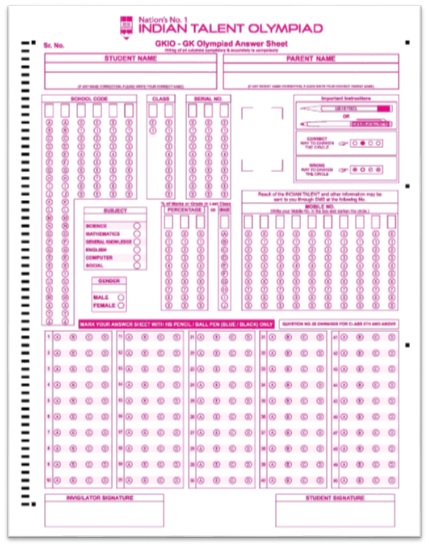 GK Olympiad Answer Sheet | Indian Talent Olympiad