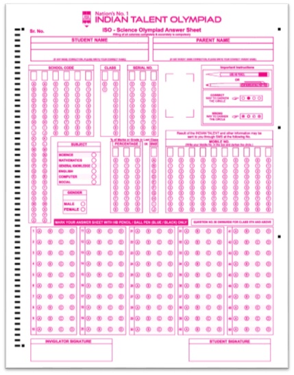 International Science Olympiad ISO Answer Sheet | ITO